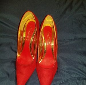 Red suede heels